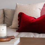 Red Velvet Ruffle Pillow Cover 2 - PILLOWS - essentials - warm Rug and Weave Pillows