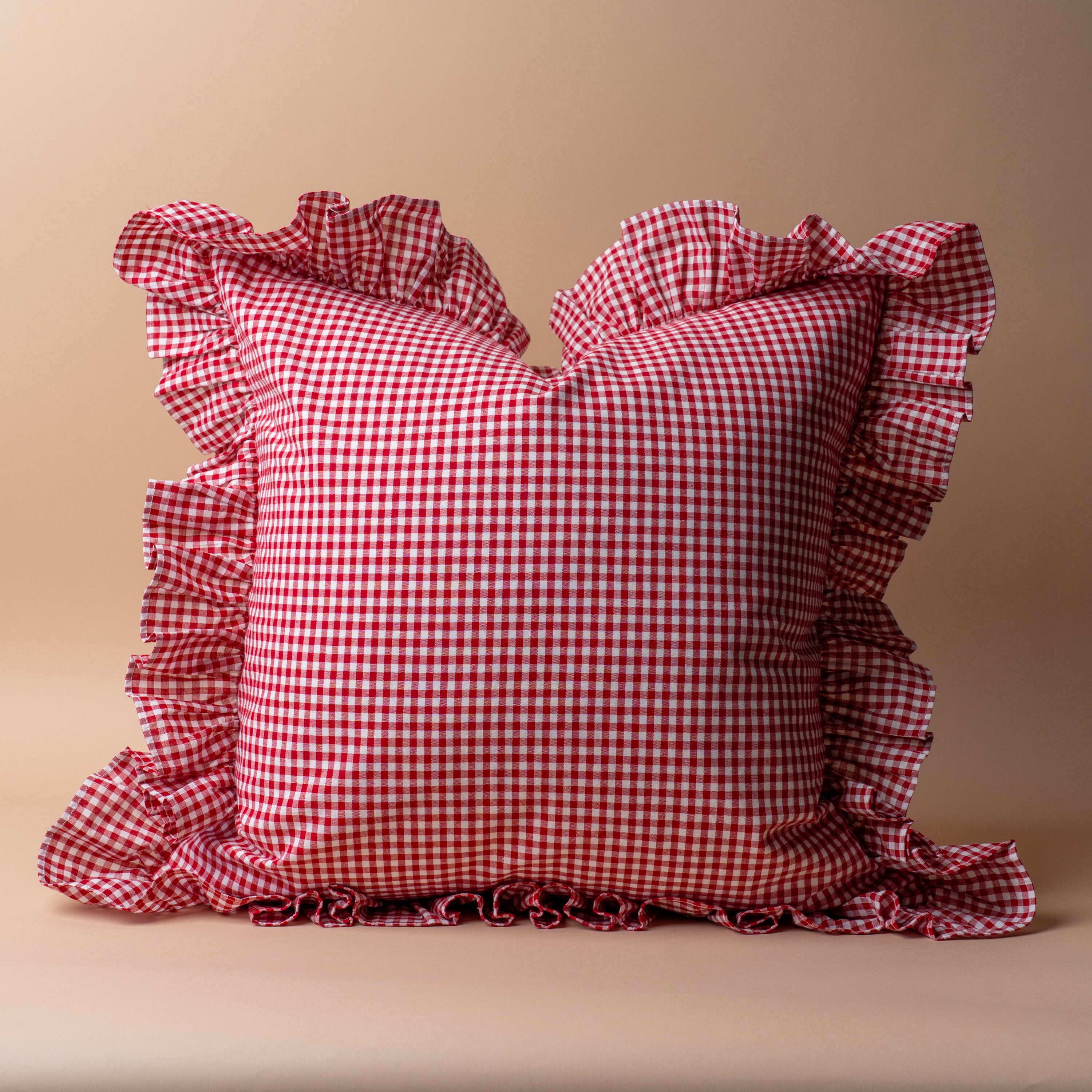 Red Gingham Ruffle Pillow Cover 3 - PILLOWS - essentials - cool Rug & Weave Pillows