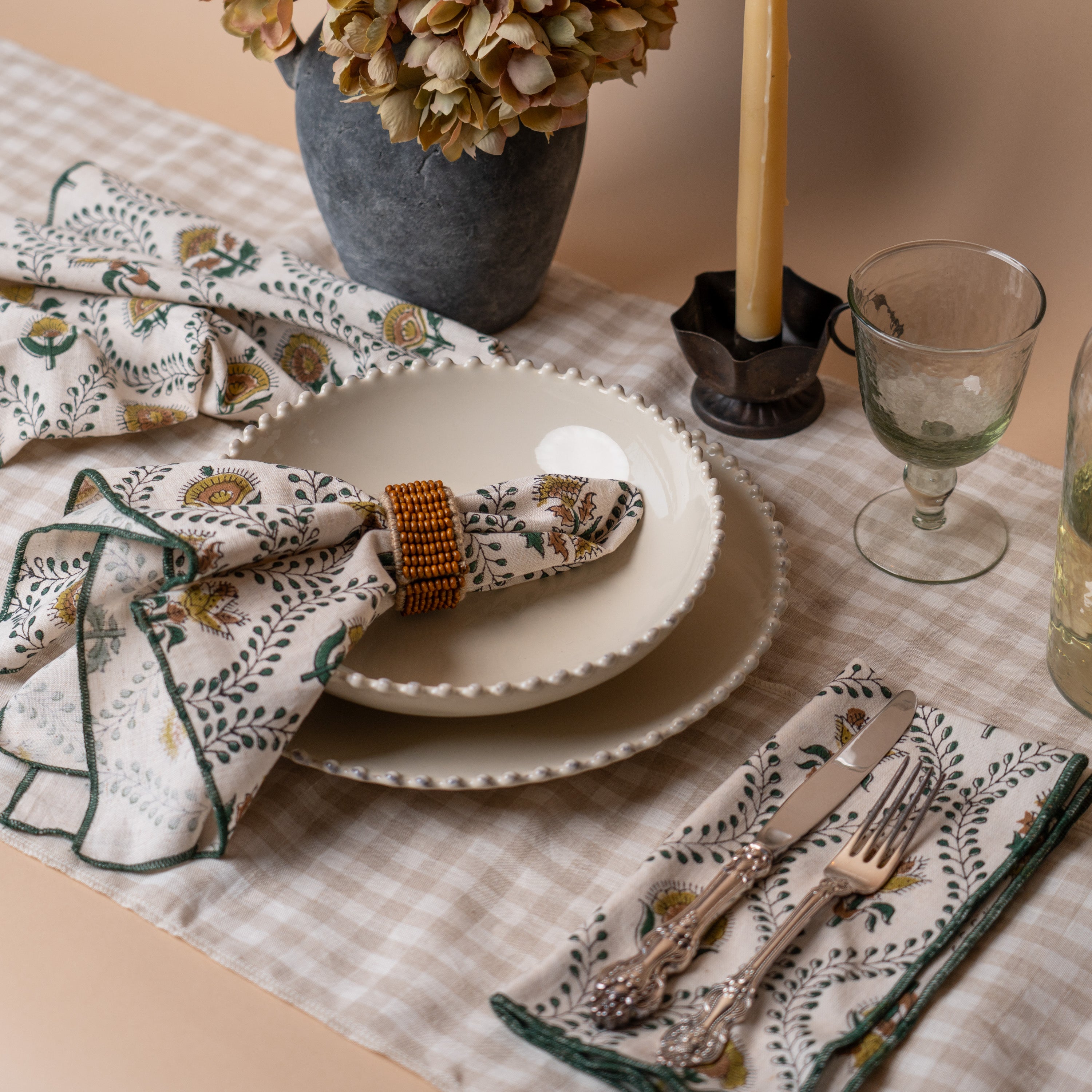 Block Print Cotton Napkins - set of 4 napkin set ORNA HOUSE