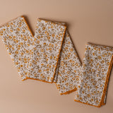 Block Print Cotton Napkins - set of 4 napkin set ORNA HOUSE Ochre