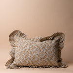 Tillie Block Print Ruffle Pillow Cover 1 - PILLOWS - block print - neutral ORNA HOUSE