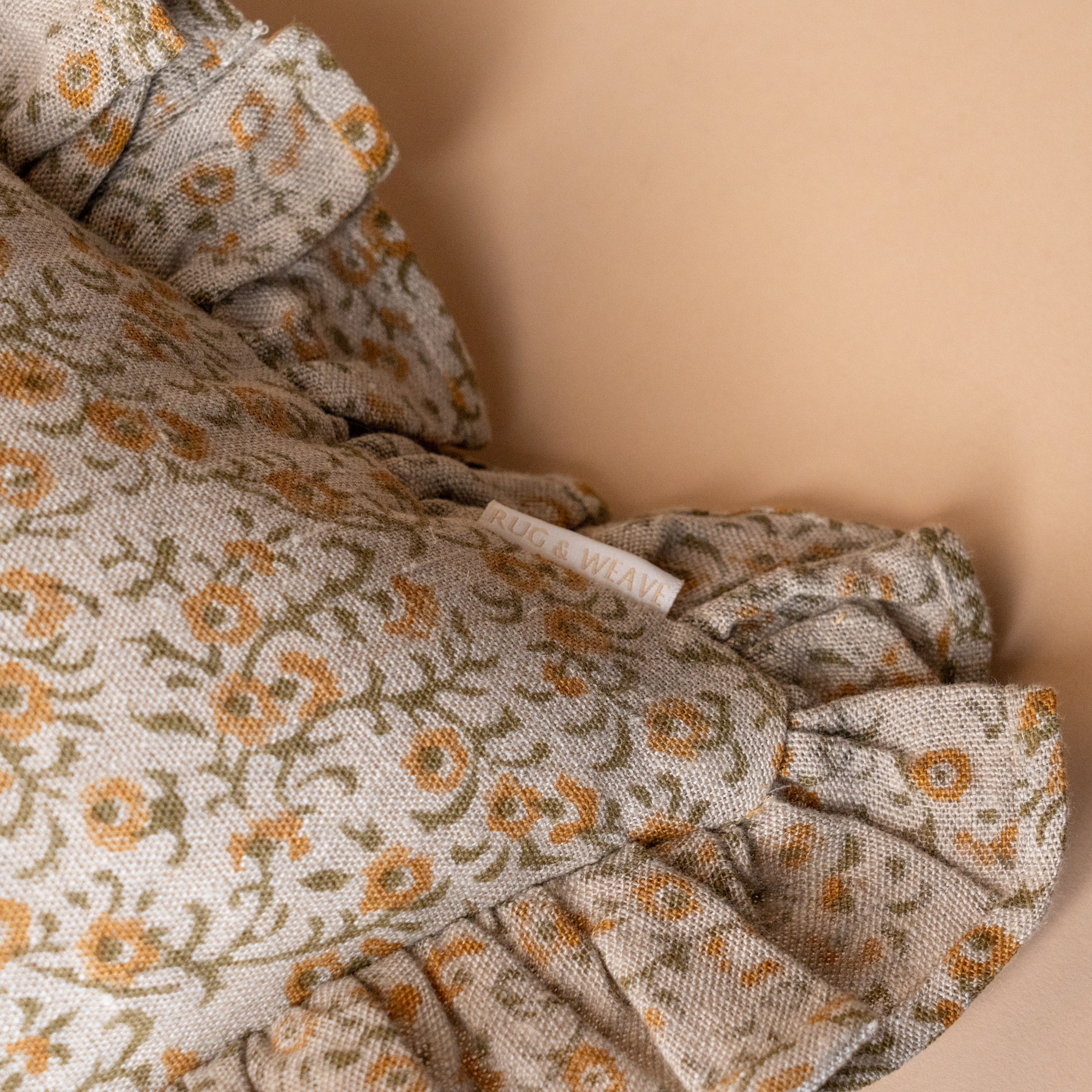 Tillie Block Print Ruffle Pillow Cover 1 - PILLOWS - block print - neutral ORNA HOUSE