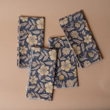 Block Print Cotton Napkins - set of 4 napkin set ORNA HOUSE Blue