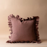 Cocoa Ruffle Pillow Cover 2 - PILLOWS - linen - warm Rug & Weave Pillows