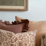 Cocoa Ruffle Pillow Cover 2 - PILLOWS - linen - warm Rug & Weave Pillows