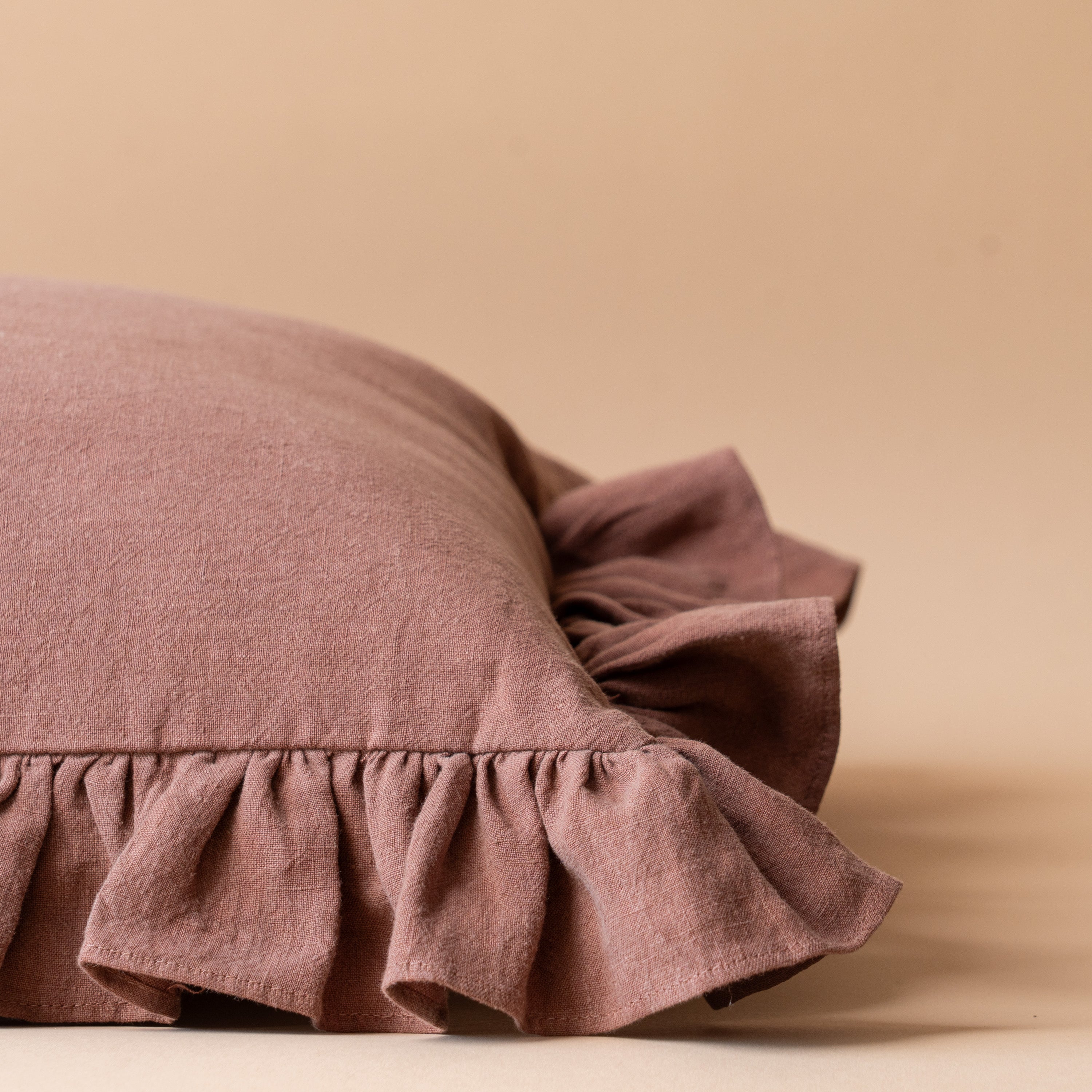 Cocoa Ruffle Pillow Cover 2 - PILLOWS - linen - warm Rug & Weave Pillows