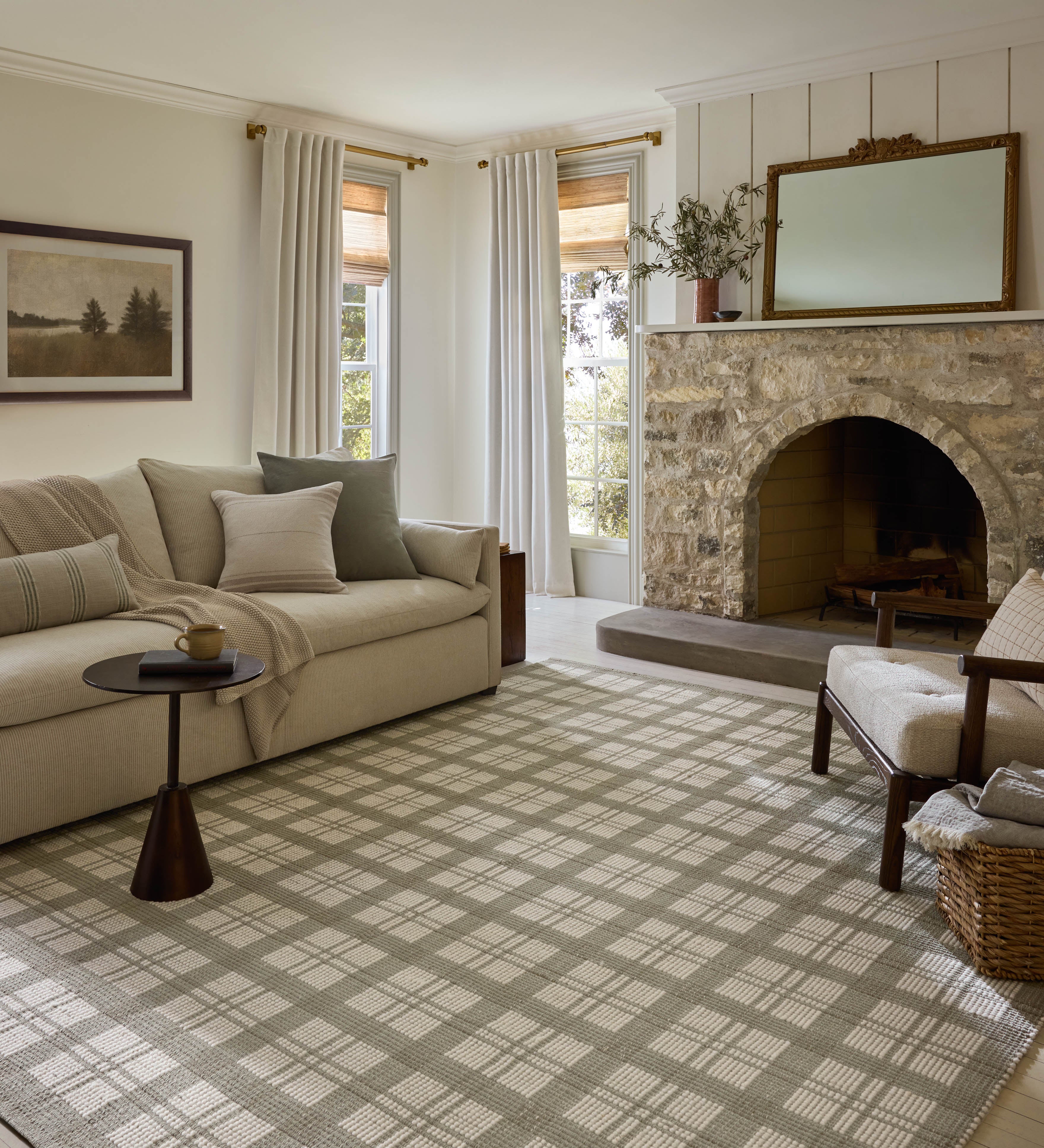 Magnolia Home by Joanna Gaines x Loloi Ryder Sage / Ivory Rug, 18" x 18" Sample – view 2