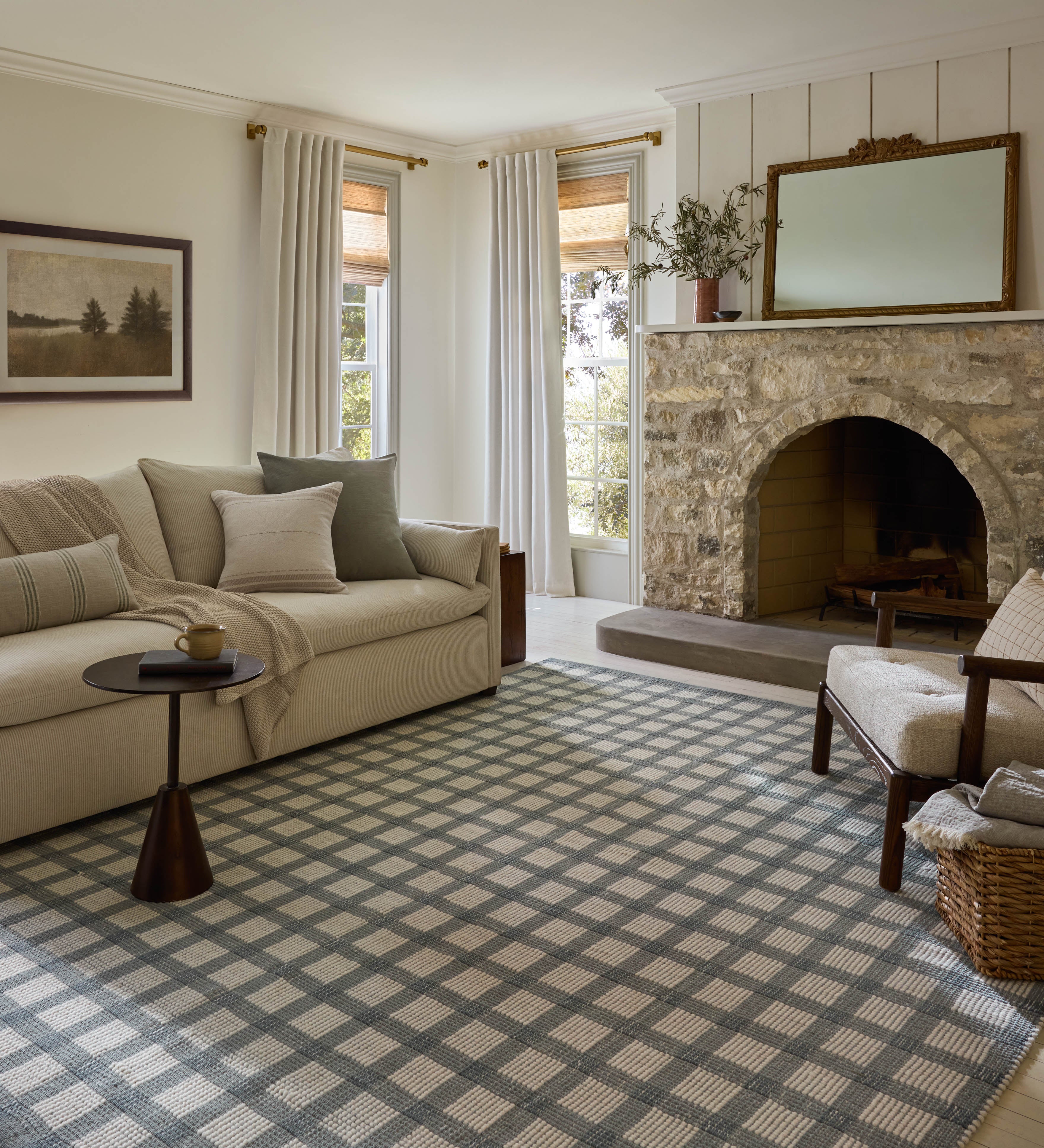 Magnolia Home by Joanna Gaines x Loloi Ryder Blue / Ivory Rug, 18" x 18" Sample – view 2