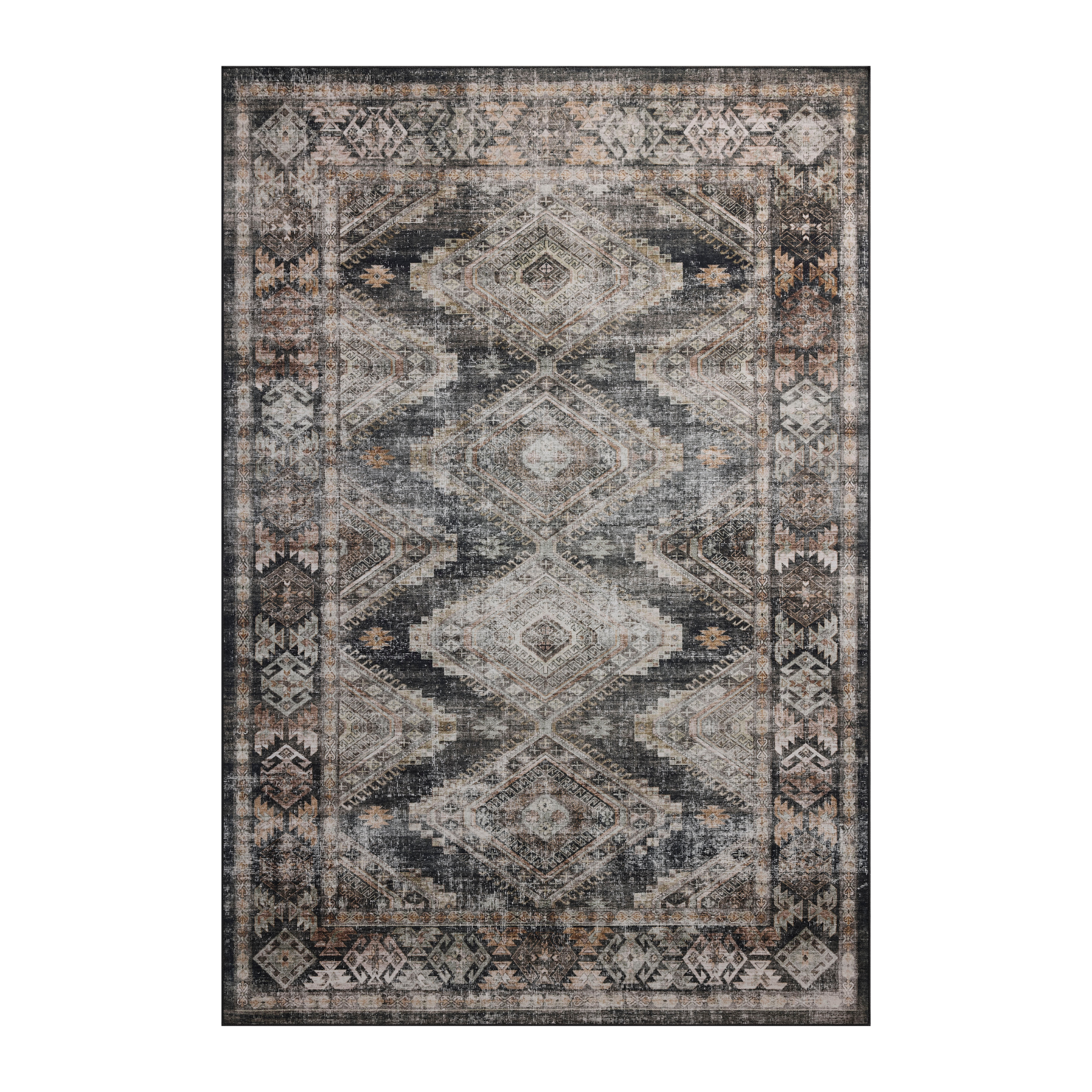 Amber Lewis x Loloi Josie Ink / Earth Washable Rug RUGS - vintage inspired Loloi