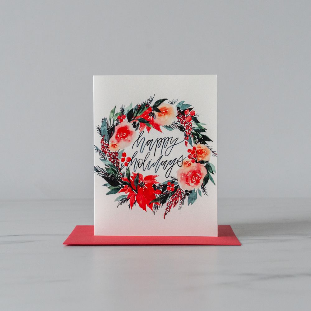 Floral Wreath Holiday Card greeting card Inkwell Cards (Faire)