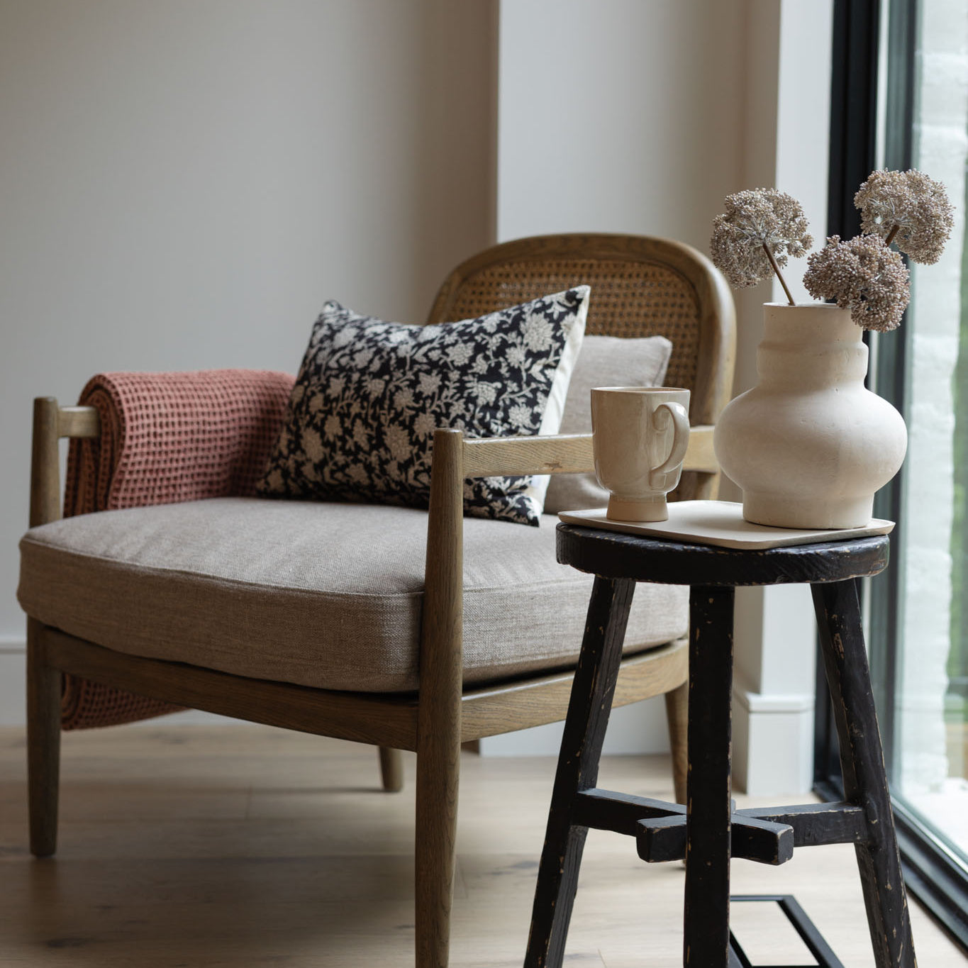 Short Dobbie Reclaimed Stool - Black 5-VINTAGE - stool Hauer Market