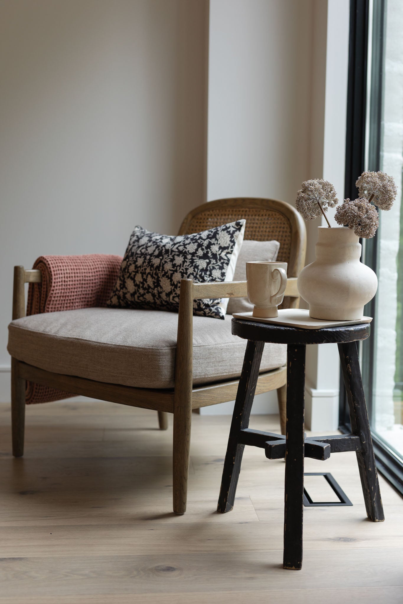 Short Dobbie Reclaimed Stool - Black 5-VINTAGE - stool Hauer Market
