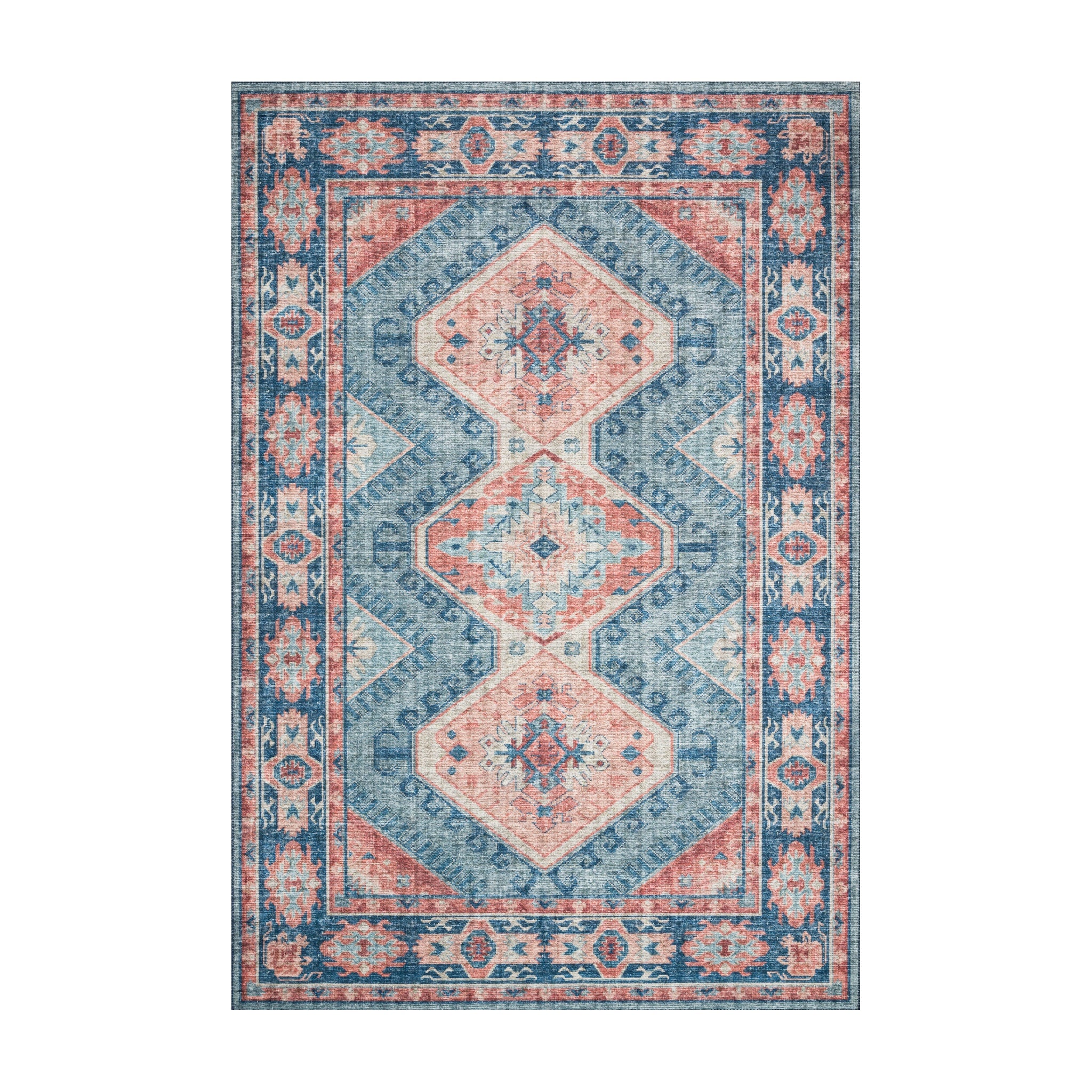 Loloi Skye Turquoise / Terracotta Rug RUGS - synthetic Loloi 18" x 18"