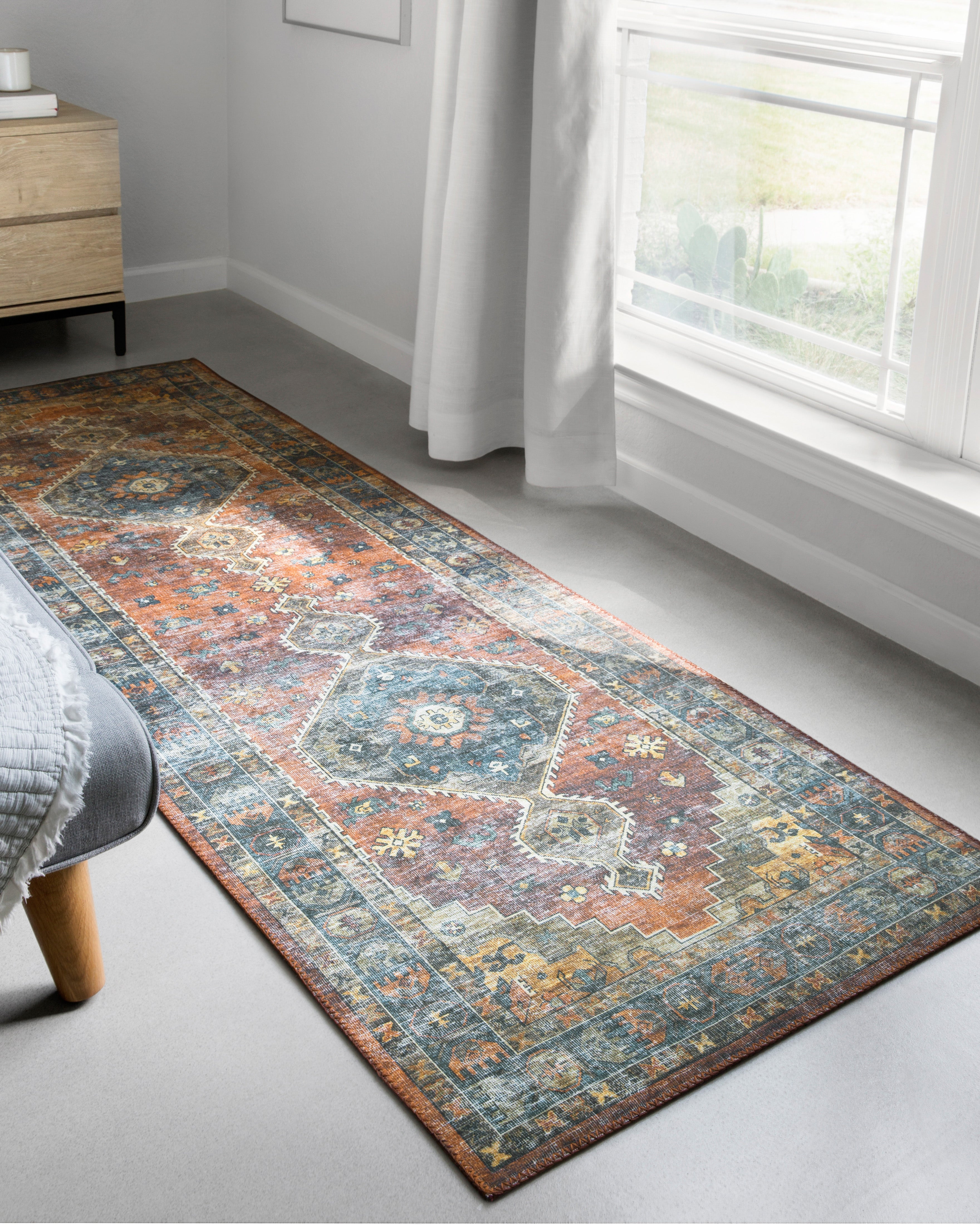 Loloi Skye Rust / Blue Oval Rug RUGS - synthetic Loloi