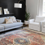 Loloi Skye Rust / Blue Oval Rug RUGS - synthetic Loloi