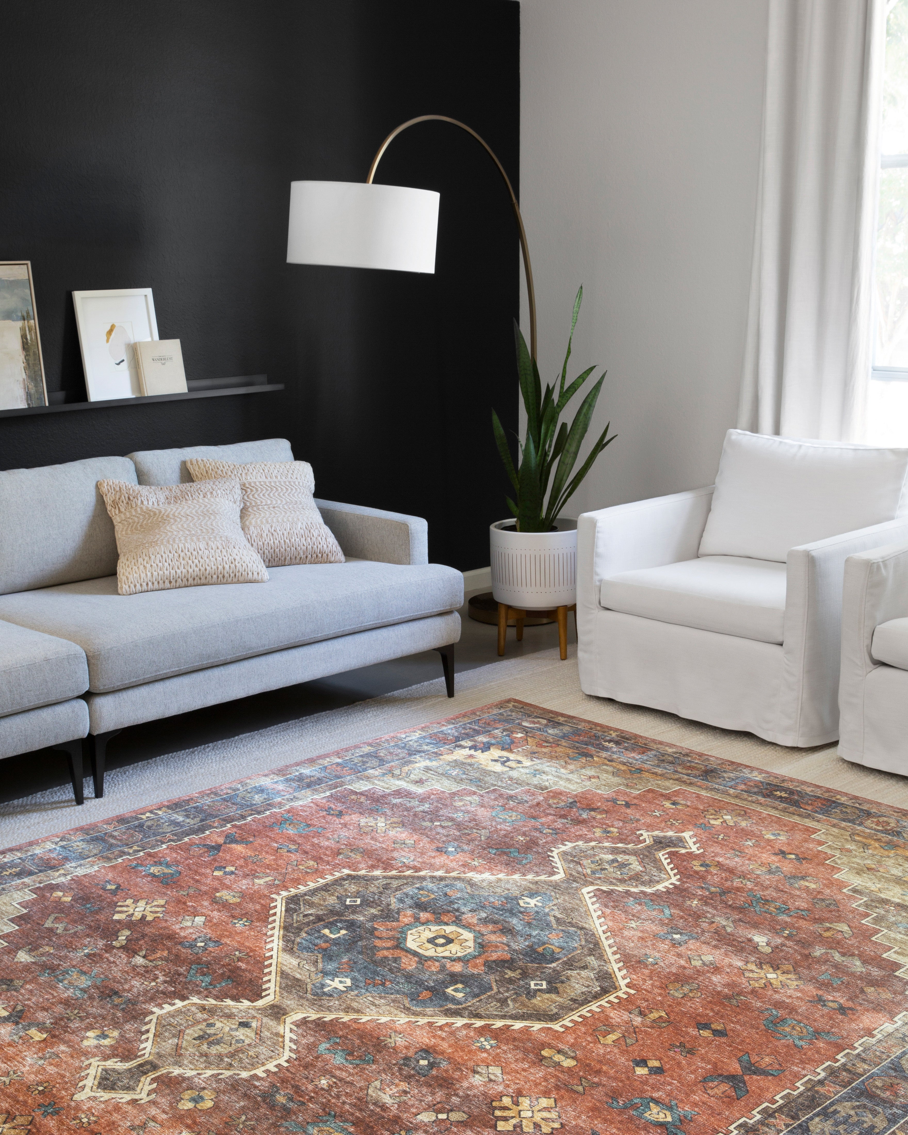 Loloi Skye Rust / Blue Oval Rug RUGS - synthetic Loloi