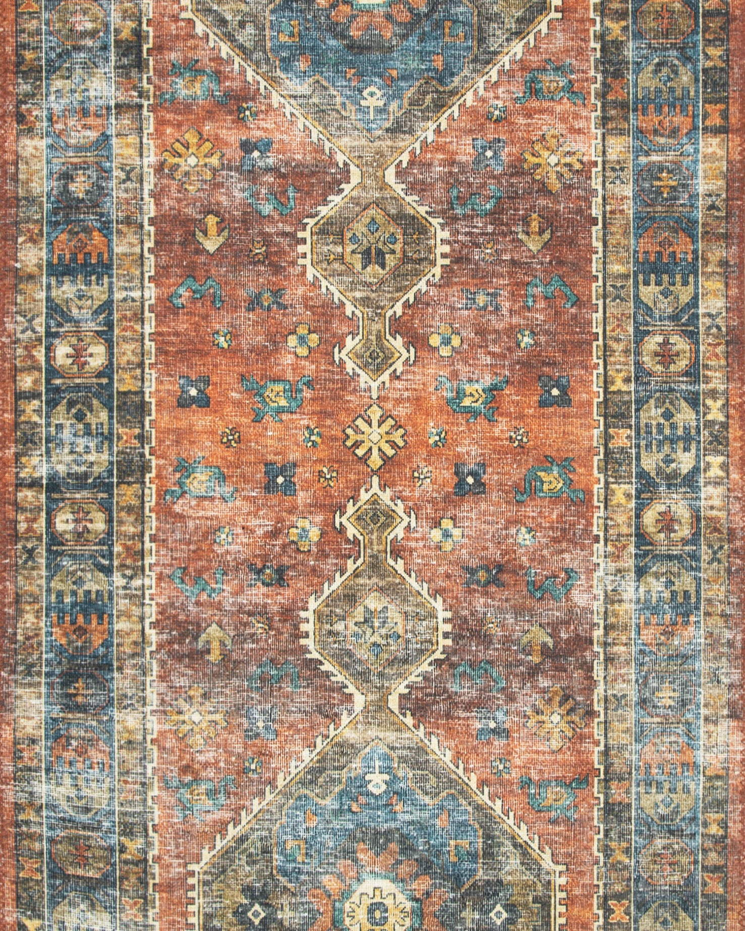 Loloi Skye Rust / Blue Oval Rug RUGS - synthetic Loloi
