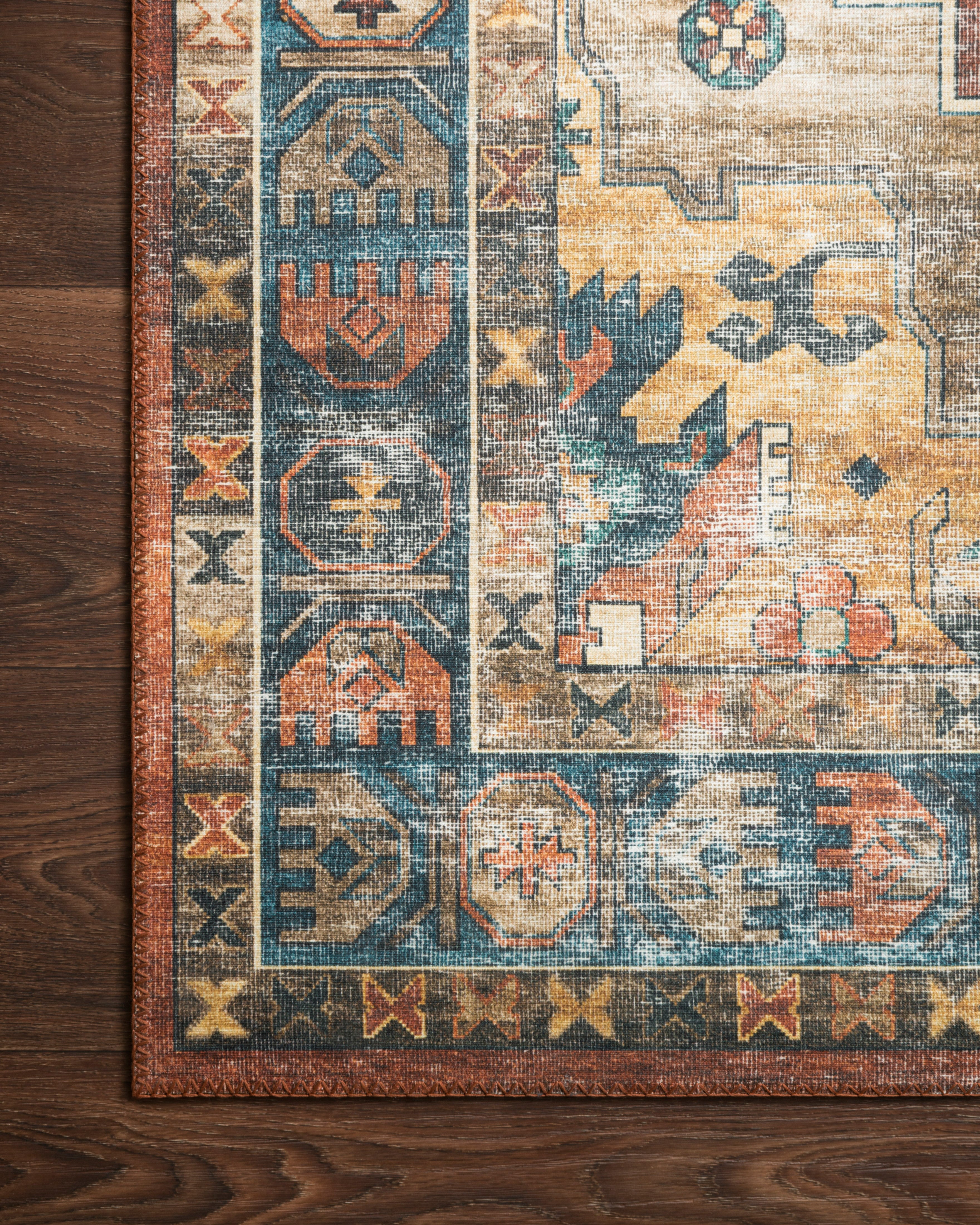 Loloi Skye Rust / Blue Oval Rug RUGS - synthetic Loloi