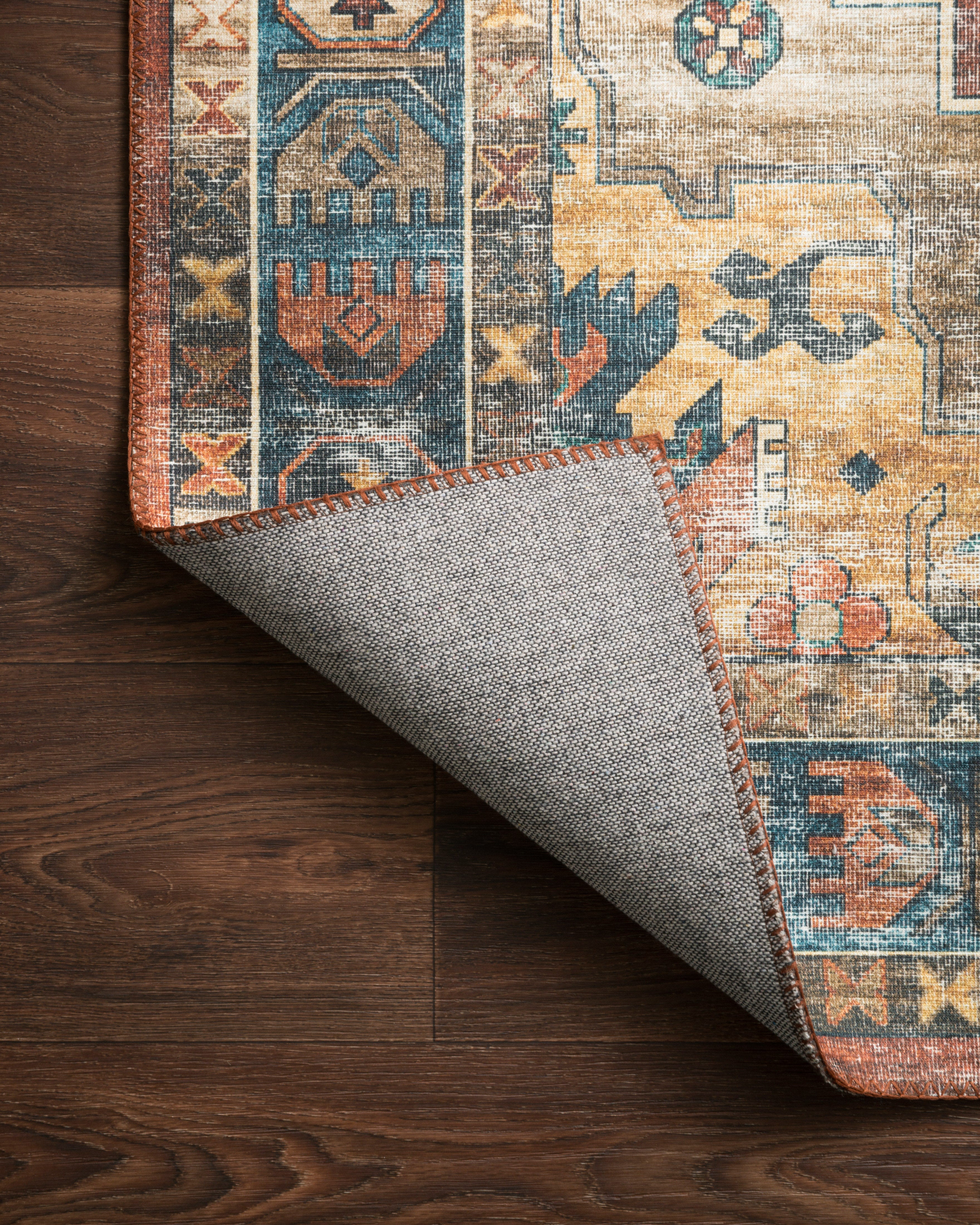Loloi Skye Rust / Blue Oval Rug RUGS - synthetic Loloi