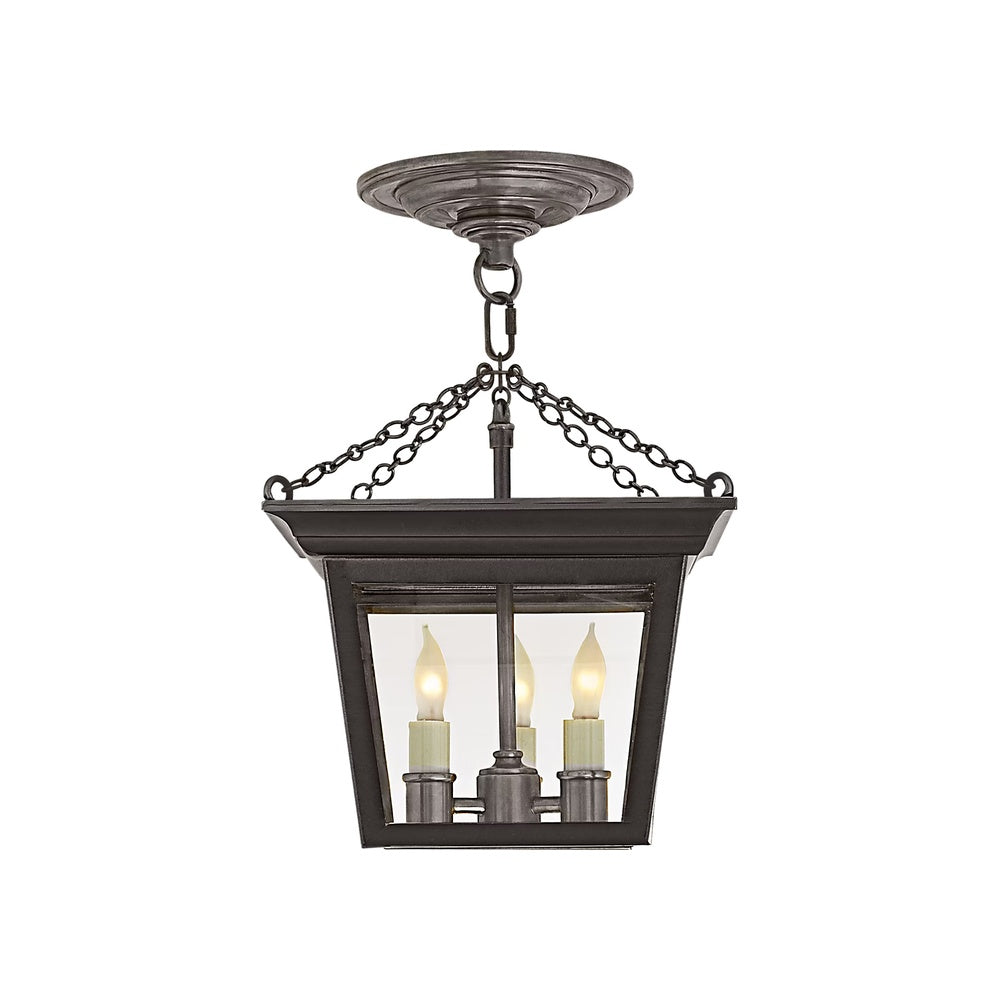 Cornice Semi-Flush Lantern, Blackened Rust