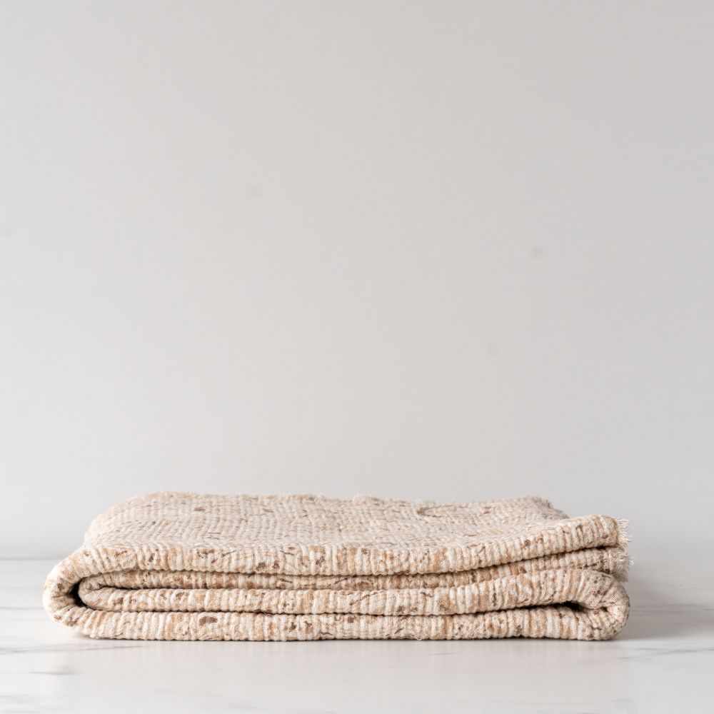 Brown Botanical Print Throw Blanket - Rug & Weave