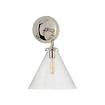 Katie Small Conical Sconce LIGHTING - sconce Visual Comfort Polished Nickel Clear Glass