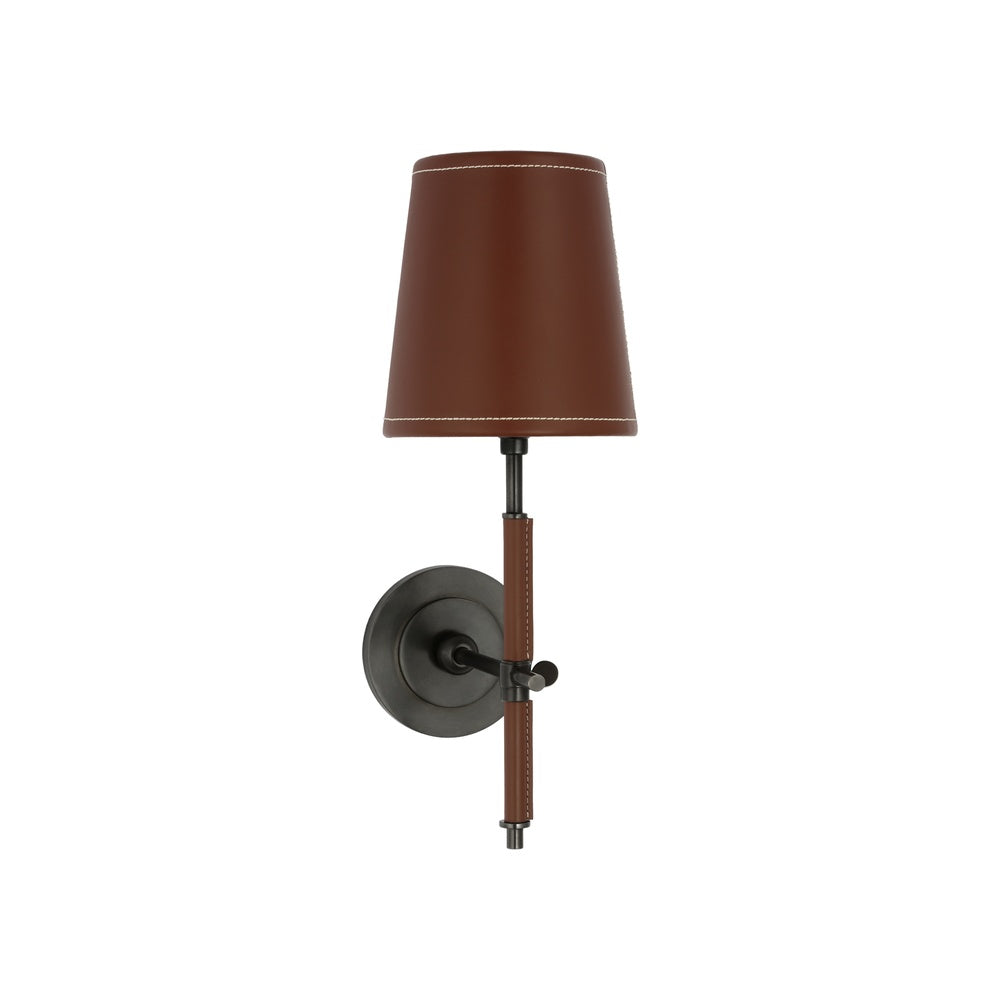 Bryant Wrapped Sconce LIGHTING - sconce Visual Comfort - Signature Bronze and Saddle Leather 4" x 5.5" x 6" Saddle Leather