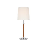 Bryant Large Wrapped Table Lamp LIGHTING - table lamp Visual Comfort - Signature Polished Nickel and Natural Leather