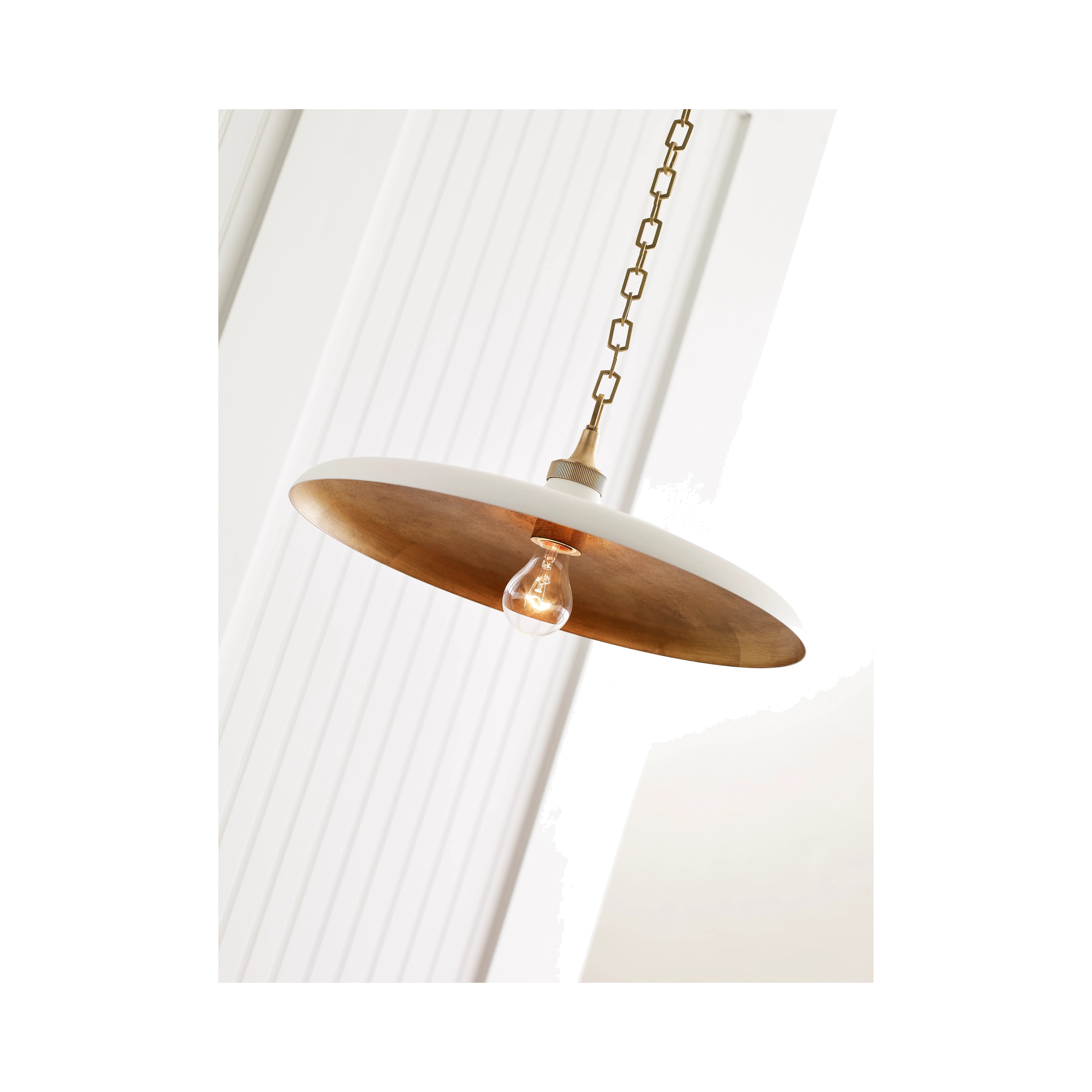 STORE FIXTURE - Piatto Medium Pendant - Brass/Plaster White LIGHTING - store fixture Visual Comfort