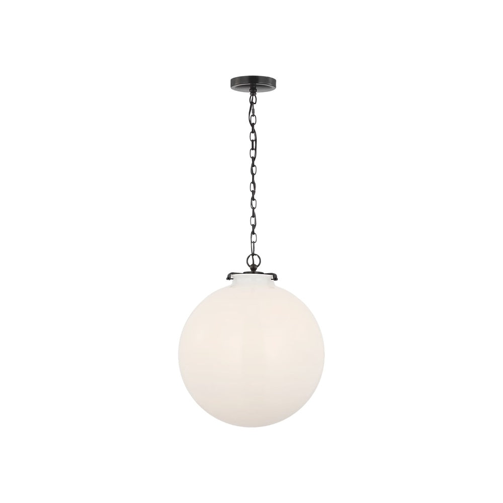 Katie Large Globe Pendant LIGHTING - pendant Visual Comfort Bronze White Glass