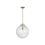 Katie Large Globe Pendant LIGHTING - pendant Visual Comfort Hand-Rubbed Antique Brass Clear Glass