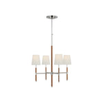 Bryant Small Wrapped Chandelier LIGHTING - chandelier Visual Comfort - Signature Polished Nickel and Natural Leather 4" x 5.5" x 6" Linen