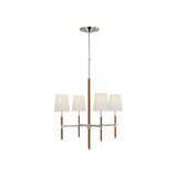 Bryant Small Wrapped Chandelier LIGHTING - chandelier Visual Comfort - Signature Polished Nickel and Natural Leather 4" x 5.5" x 6" Linen
