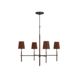 Bryant Large Wrapped Chandelier LIGHTING - chandelier Visual Comfort - Signature Bronze and Saddle Leather 4" x 5.5" x 6" Saddle Leather