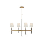 Bryant Large Wrapped Chandelier LIGHTING - chandelier Visual Comfort - Signature Hand-Rubbed Antique Brass and Chocolate Leather 4" x 5.5" x 6" Linen