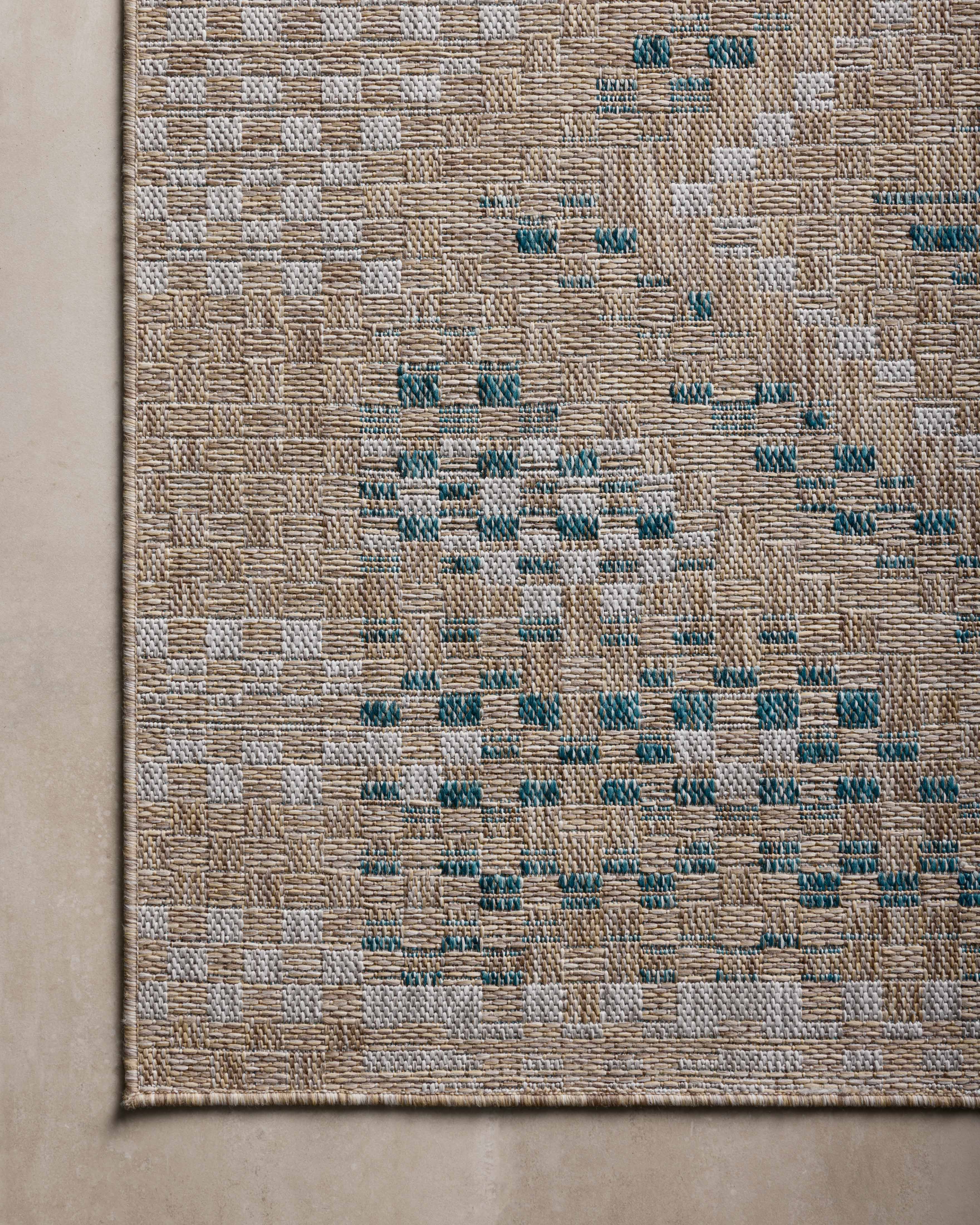 Amber Lewis x Loloi Topanga Natural / Aqua Rug 5-Rugs - indoor/outdoor Loloi