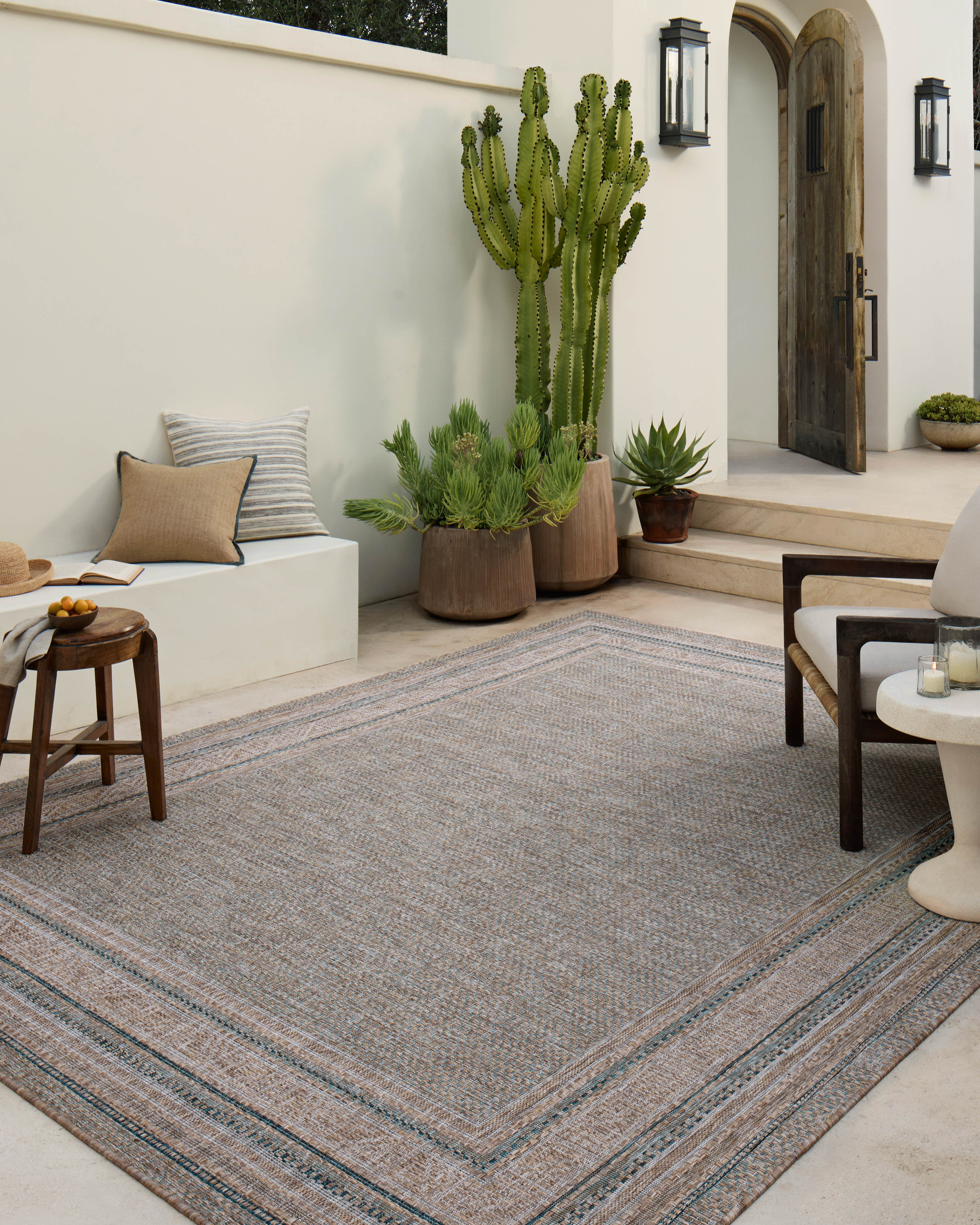 Amber Lewis x Loloi Topanga Natural / Teal Rug 5-Rugs - indoor/outdoor Loloi
