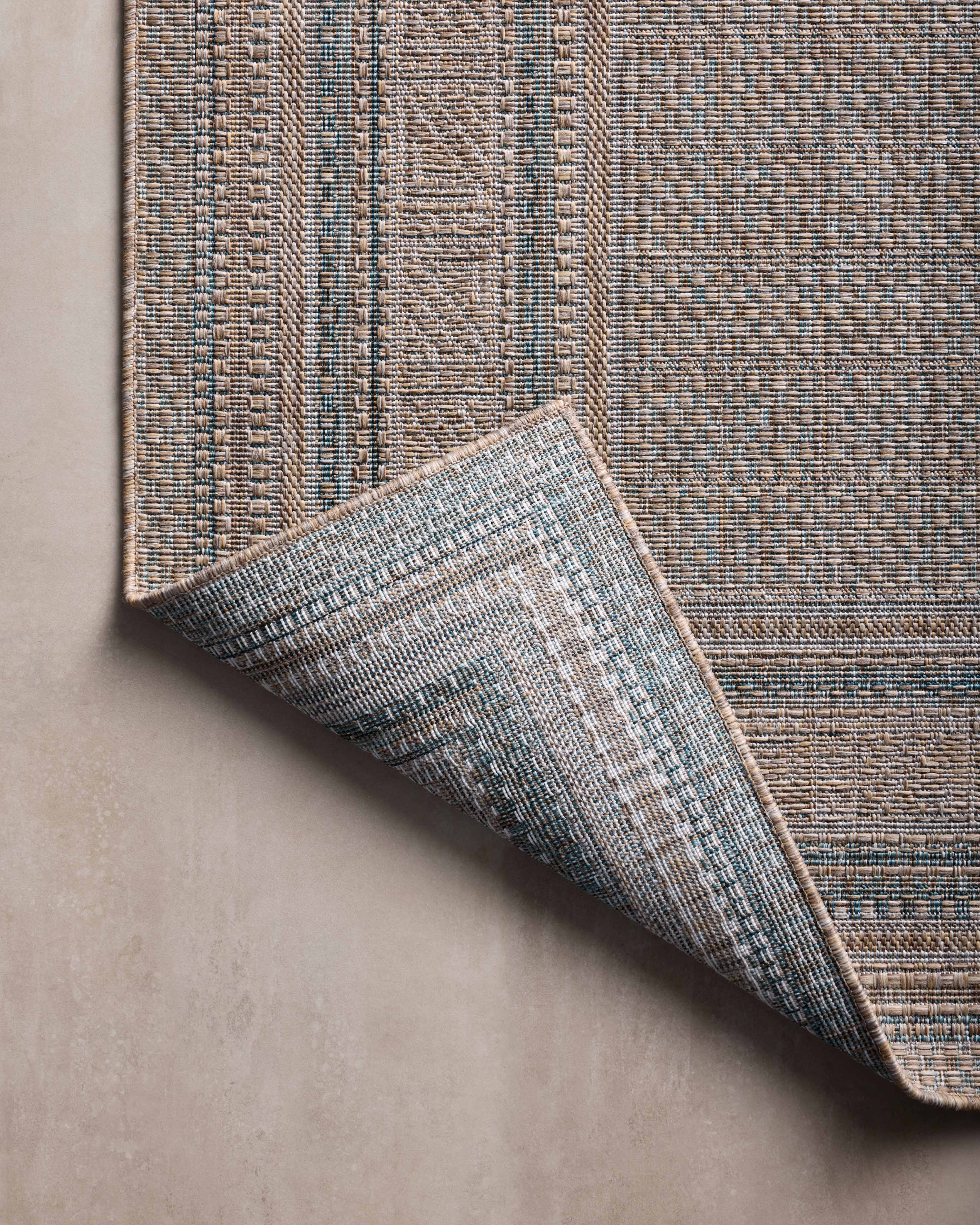 Amber Lewis x Loloi Topanga Natural / Teal Rug 5-Rugs - indoor/outdoor Loloi