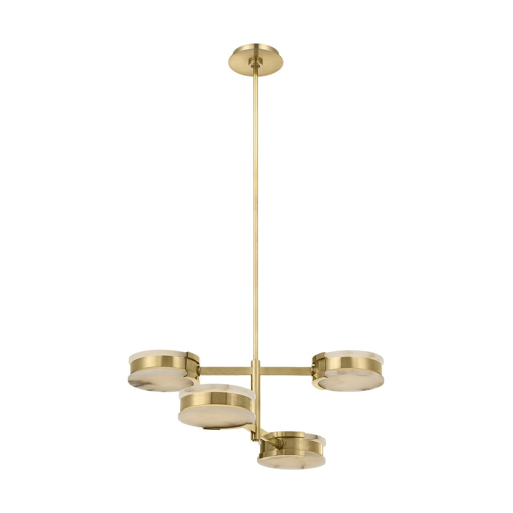 Melange 25" Multi-Positional Semi-Flush Chandelier LIGHTING - chandelier Visual Comfort - Signature Antique-Burnished Brass