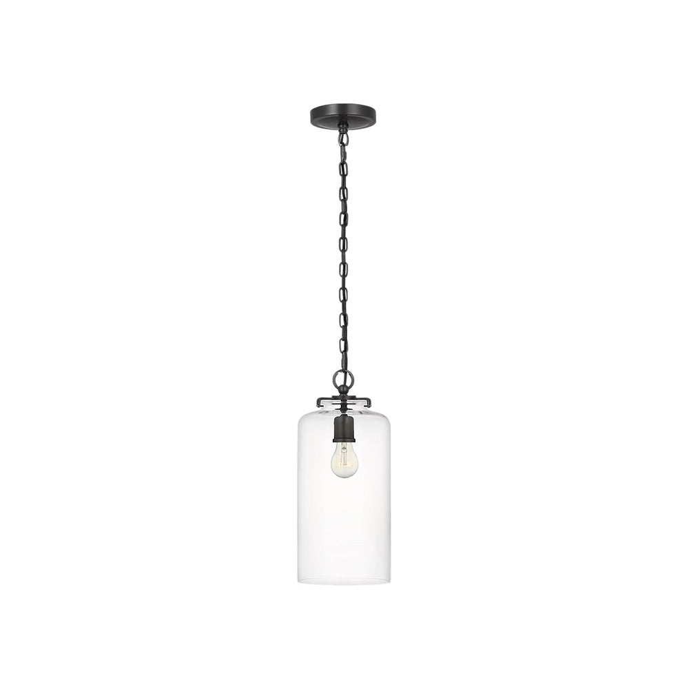 Katie Cylinder Pendant LIGHTING - pendant Visual Comfort Bronze Clear Glass