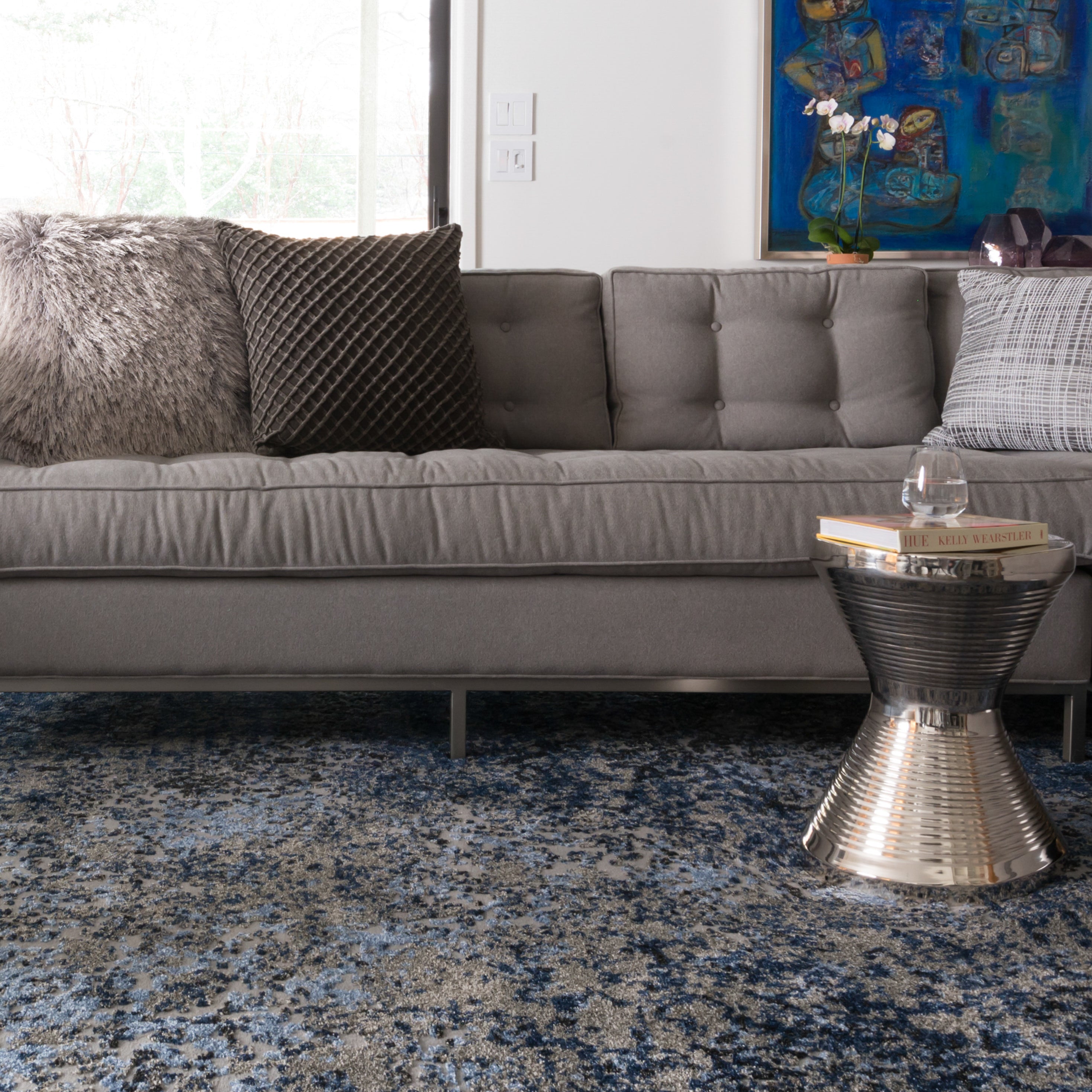 Loloi Viera Grey / Navy Rug RUGS - synthetic Loloi