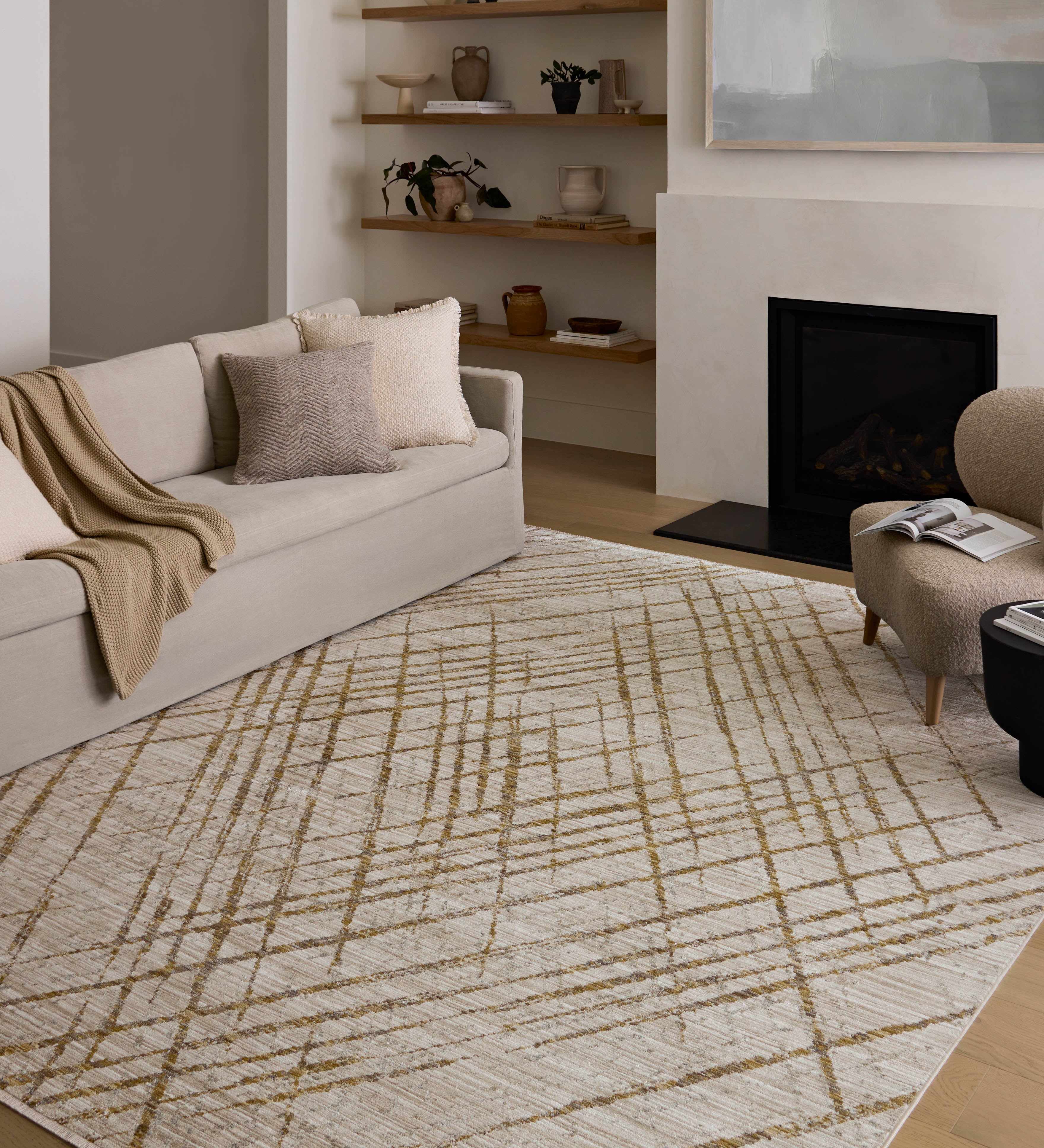 Loloi Wade Beige / Gold Rug RUGS - synthetic Loloi