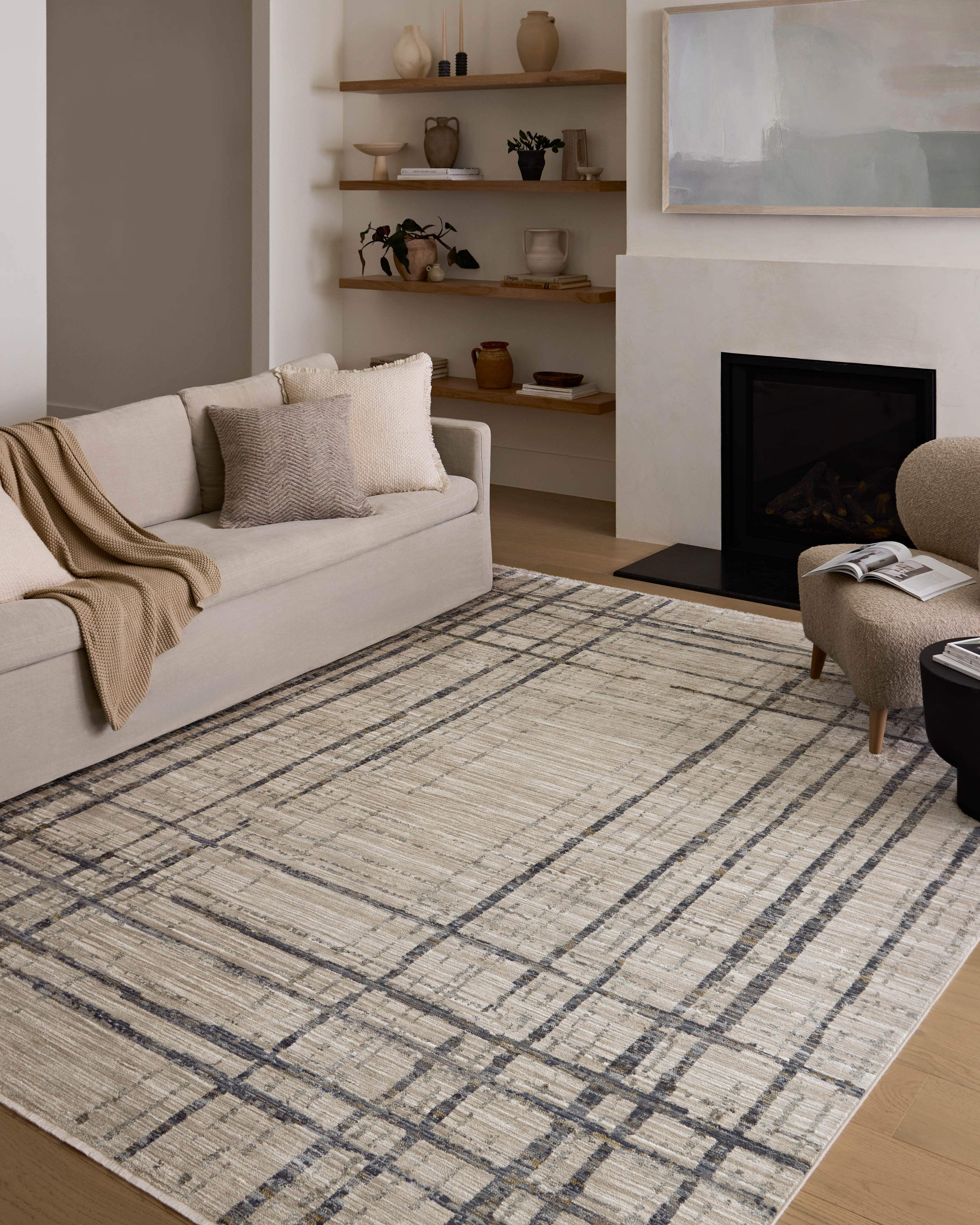 Loloi Wade Beige / Midnight Runner Rug RUGS - synthetic Loloi