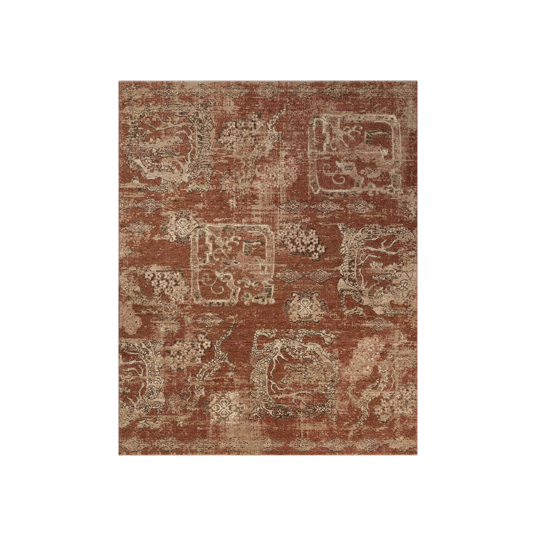 Loloi Winchester Brick / Beige Rug RUGS - synthetic Loloi 18" x 18"
