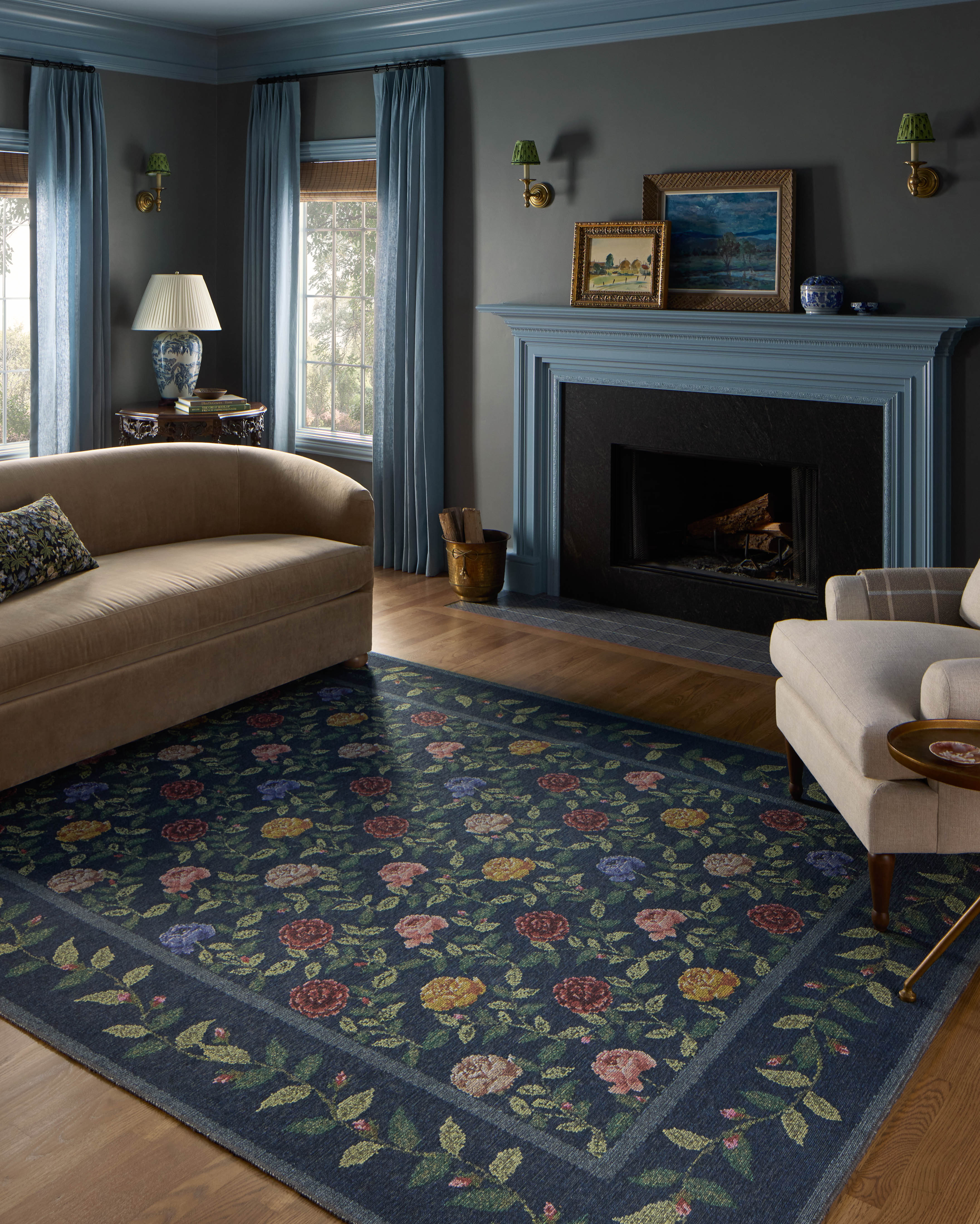 Rifle Paper Co. x Loloi Wildwood Navy Rug RUGS-patterned Loloi