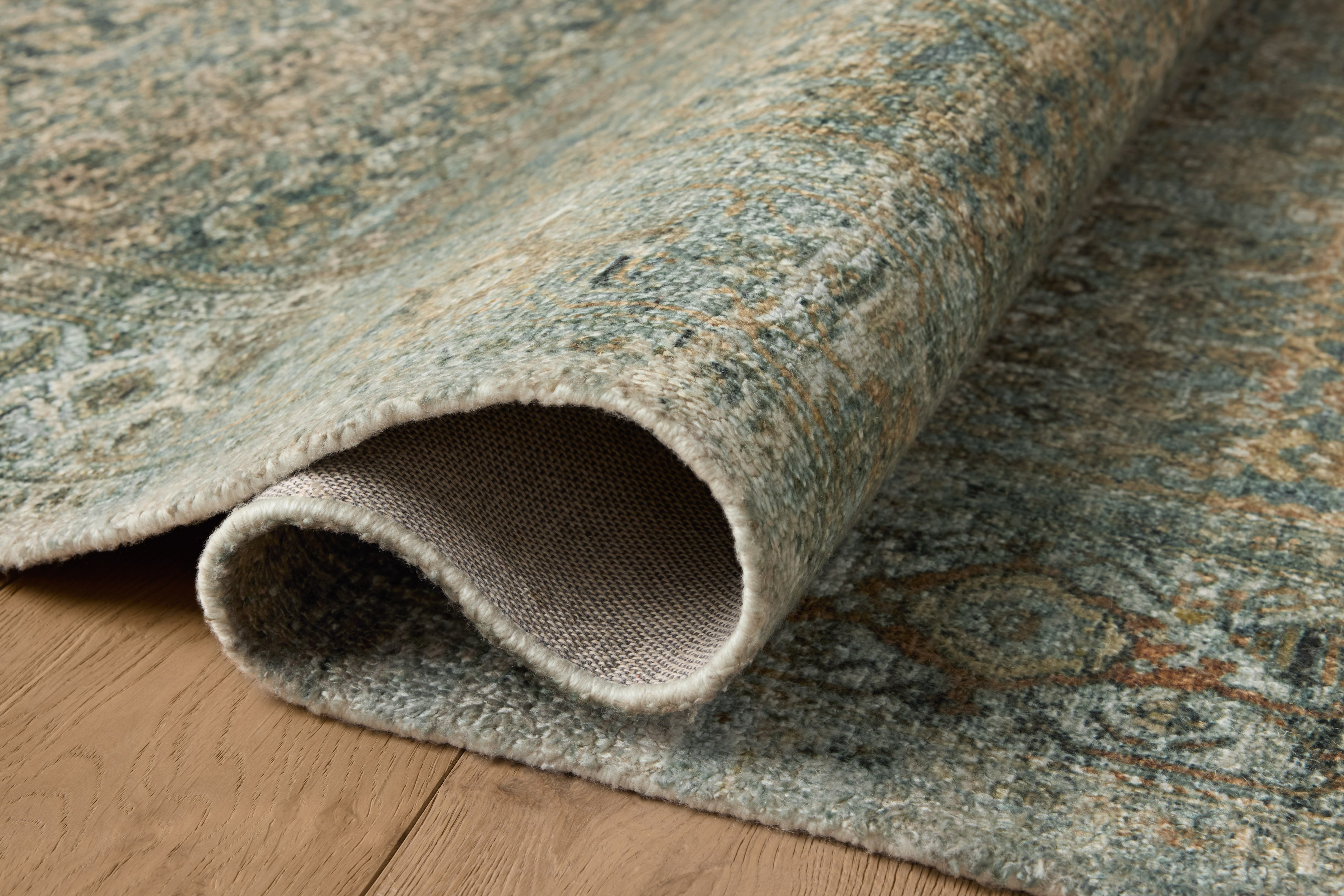 Magnolia Home by Joanna Gaines x Loloi Wimberly Lagoon / Wheat Rug RUGS - synthetic Loloi 18" x 18" sample