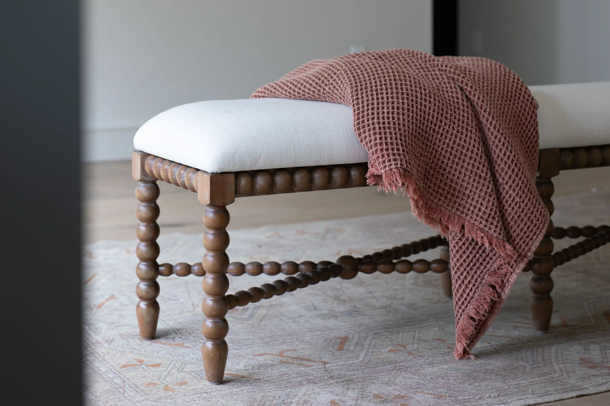 Rust Waffle Throw Blanket - Rug & Weave