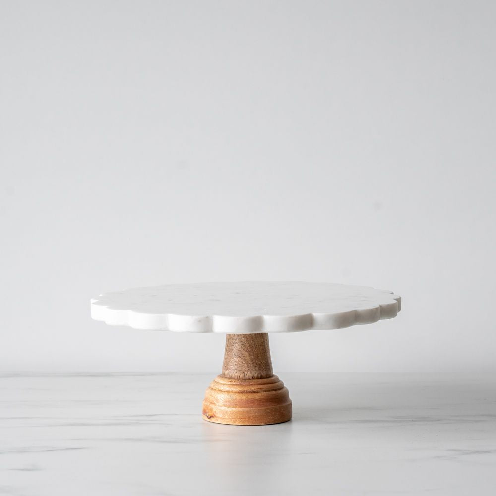 Marble Cake Stand with Scalloped Edge - Rug & Weave