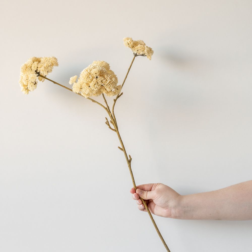Faux Cream Pom Pom Spray faux stem Indaba