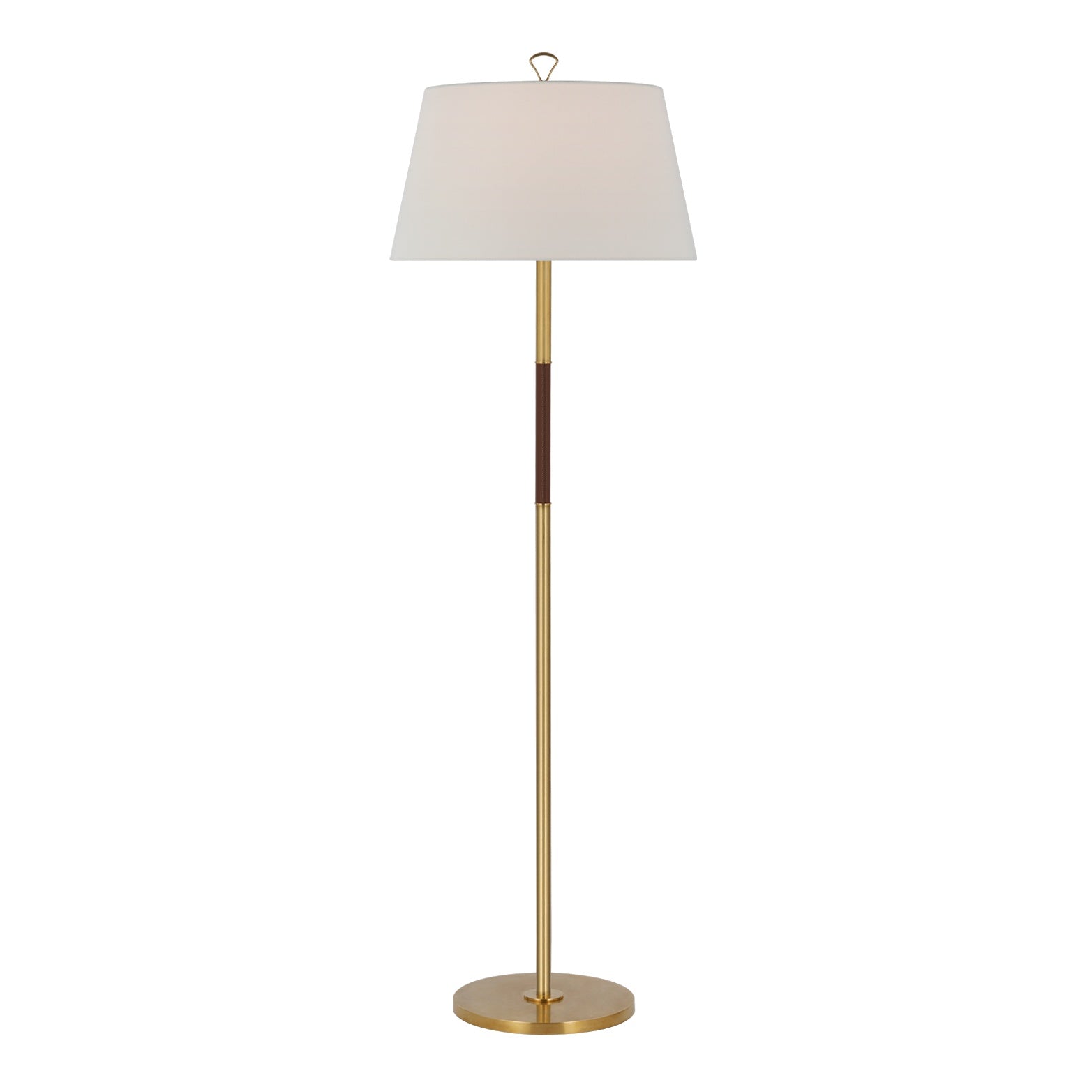 Griffin Large Floor Lamp LIGHTING - floor lamp Visual Comfort Hand-Rubbed Antique Brass and Saddle Leather